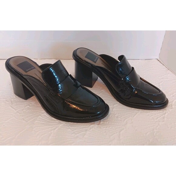 Dolce Vita Mali Black Patent Leather Heeled Loafer Mull Sz 6.5 Block Heel - Picture 5 of 14